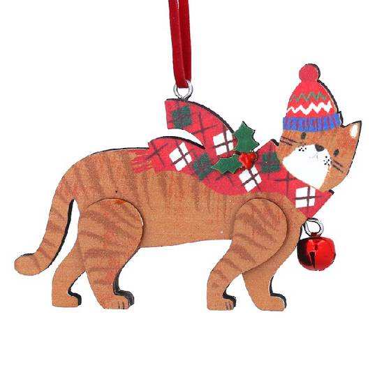 Wood Jolly Xmas Ginger Cat 7cm *ETA Nov
